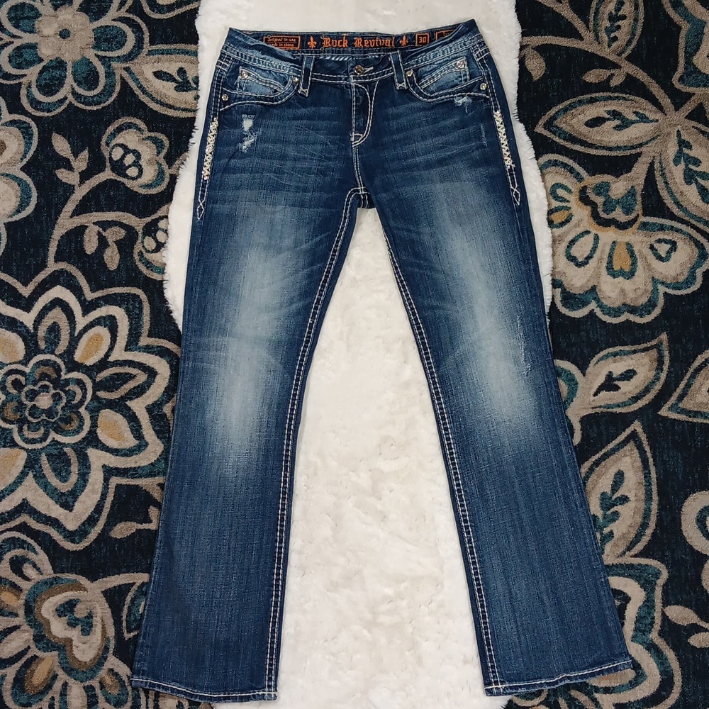 Rock Revival Irene easy boot embellished jeans sz 30
